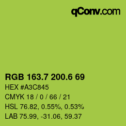 カラーコード: RGB 163.7 200.6 69 | qconv.com