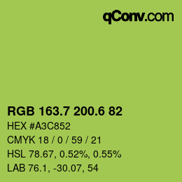 颜色代码: RGB 163.7 200.6 82 | qconv.com