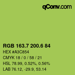カラーコード: RGB 163.7 200.6 84 | qconv.com