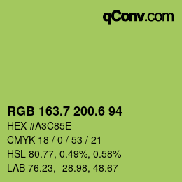 カラーコード: RGB 163.7 200.6 94 | qconv.com