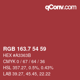 カラーコード: RGB 163.7 54 59 | qconv.com