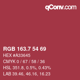 カラーコード: RGB 163.7 54 69 | qconv.com
