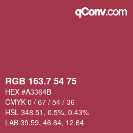 カラーコード: RGB 163.7 54 75 | qconv.com