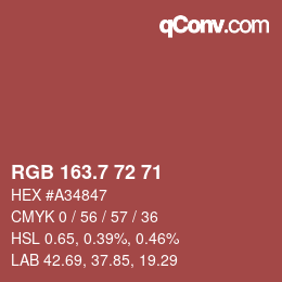 カラーコード: RGB 163.7 72 71 | qconv.com