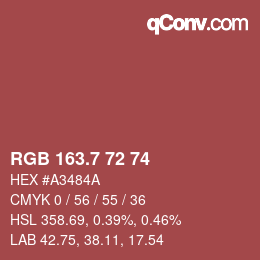 カラーコード: RGB 163.7 72 74 | qconv.com