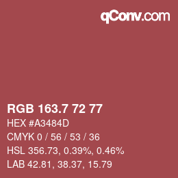 カラーコード: RGB 163.7 72 77 | qconv.com