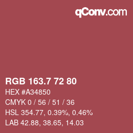 カラーコード: RGB 163.7 72 80 | qconv.com