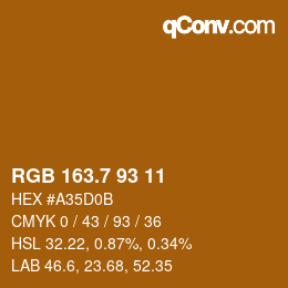 カラーコード: RGB 163.7 93 11 | qconv.com