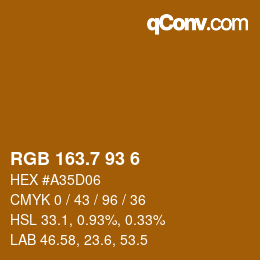 カラーコード: RGB 163.7 93 6 | qconv.com