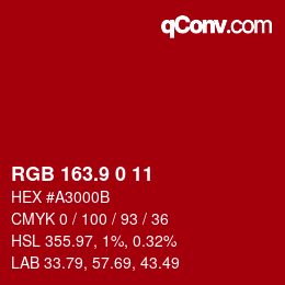 カラーコード: RGB 163.9 0 11 | qconv.com