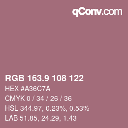 カラーコード: RGB 163.9 108 122 | qconv.com