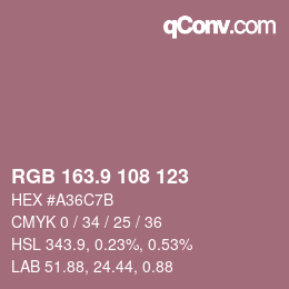 カラーコード: RGB 163.9 108 123 | qconv.com