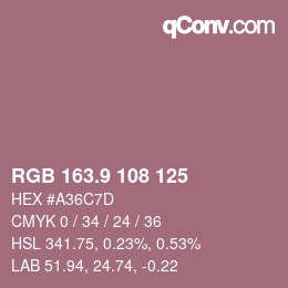 カラーコード: RGB 163.9 108 125 | qconv.com