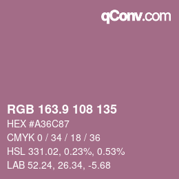 カラーコード: RGB 163.9 108 135 | qconv.com