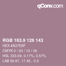Color code: RGB 163.9 126 143 | qconv.com