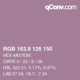 カラーコード: RGB 163.9 126 150 | qconv.com