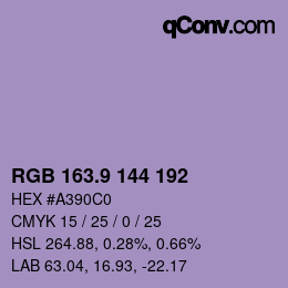 カラーコード: RGB 163.9 144 192 | qconv.com