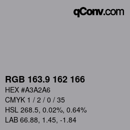 Color code: RGB 163.9 162 166 | qconv.com