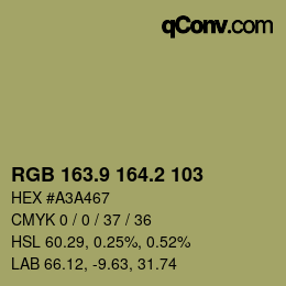 Color code: RGB 163.9 164.2 103 | qconv.com