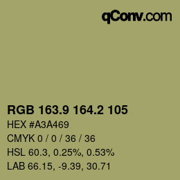 Color code: RGB 163.9 164.2 105 | qconv.com