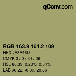 Color code: RGB 163.9 164.2 109 | qconv.com
