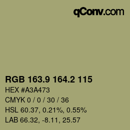 Color code: RGB 163.9 164.2 115 | qconv.com