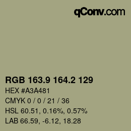 Color code: RGB 163.9 164.2 129 | qconv.com