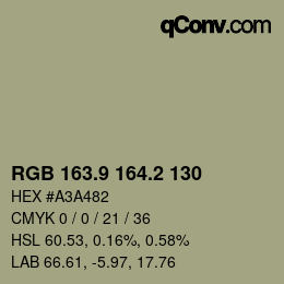 Color code: RGB 163.9 164.2 130 | qconv.com