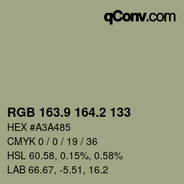 Color code: RGB 163.9 164.2 133 | qconv.com