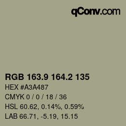 Color code: RGB 163.9 164.2 135 | qconv.com