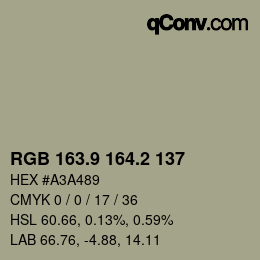Color code: RGB 163.9 164.2 137 | qconv.com