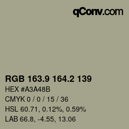 Color code: RGB 163.9 164.2 139 | qconv.com