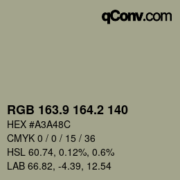Color code: RGB 163.9 164.2 140 | qconv.com