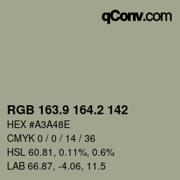Farbcode: RGB 163.9 164.2 142 | qconv.com