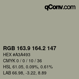 Color code: RGB 163.9 164.2 147 | qconv.com