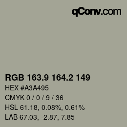 Color code: RGB 163.9 164.2 149 | qconv.com