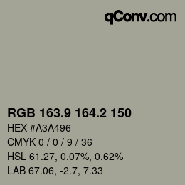 Color code: RGB 163.9 164.2 150 | qconv.com