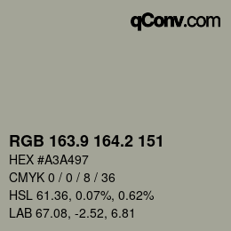 Color code: RGB 163.9 164.2 151 | qconv.com