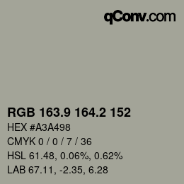 Color code: RGB 163.9 164.2 152 | qconv.com