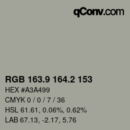 Color code: RGB 163.9 164.2 153 | qconv.com