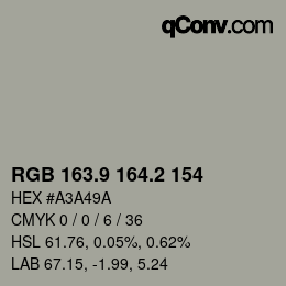 Color code: RGB 163.9 164.2 154 | qconv.com