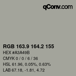 Color code: RGB 163.9 164.2 155 | qconv.com