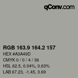Color code: RGB 163.9 164.2 157 | qconv.com