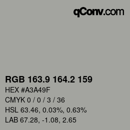 Color code: RGB 163.9 164.2 159 | qconv.com
