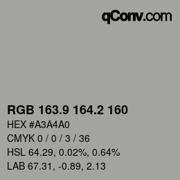 Color code: RGB 163.9 164.2 160 | qconv.com