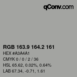 Color code: RGB 163.9 164.2 161 | qconv.com