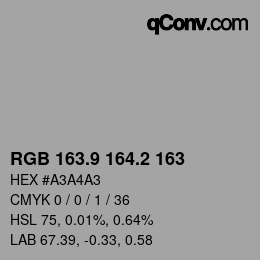 Color code: RGB 163.9 164.2 163 | qconv.com
