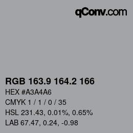 Color code: RGB 163.9 164.2 166 | qconv.com