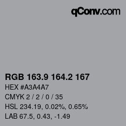 Color code: RGB 163.9 164.2 167 | qconv.com