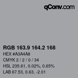 Color code: RGB 163.9 164.2 168 | qconv.com